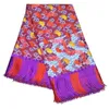 6 Yards/Stück Top Verkauf orange afrikanischer wasserlöslicher Stoff Stickerei und blauer Hintergrund bedruckte Baumwollspitze für Kleid LBL42-2