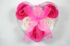 Fleur de savon rose en forme de coeur de couleurs mélangées de haute qualité pour savon de bain romantique et cadeau (6 pièces = une boîte) fabriqué à la main en matériau 100% naturel