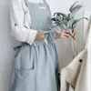 Pleated Skirt Design Apron Simple Washed Cotton Uniform Aprons for Woman Lady's Kitchen Cooking Gardening Coffee Shop282L