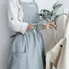 Pleated Skirt Design Apron Simple Washed Cotton Uniform Aprons for Woman Lady's Kitchen Cooking Gardening Coffee Shop301w