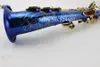 Yüksek Kaliteli Suzuki B Düz Soprano Saksafon Boya Altın Anahtar Düz Tüp Benzersiz Mavi Sax Üst Müzik Aletleri Ücretsiz Kargo