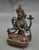 Statue bouddhiste en Bronze Joss du vieux Tibet, 4 bras, déesse Chenrezig Tara, Kwan-yin
