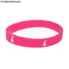 100 PCS Cancer Ruban Logo Bracelet En Caoutchouc De Silicone Gravé et Rempli De Couleur Taille Adulte 3 Couleurs