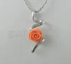 Collier pendentif en strass, fleur de Rose sculptée, corail Rose rouge, 12mm