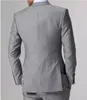 Wysokiej jakości Light Grey Side Vent Groom Tuxedos Groomsmen Najlepsze Mężczyźni Mężczyźni Wedding Garnitury Oblubienia (Kurtka + Spodnie + Kamizelka + Krawat)