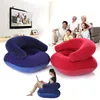 U-shaped Backrest Flocked-Single Inflatable Sofa Arm Chair Lounger Seat Mattress Inflatable-Chair Red Flocked air sleeping bed