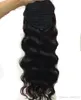 120g-160g Brazilian Clip In Human Ponytail Hair Extensions deep Wave Drawstring ponytail for black women one dornor Hair Wavy ponytails 1b