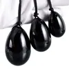 4pcs óvulos de cristal natural huevos yoni obsidiana perforada con piedra de masaje de cuerda sin hajado para que las mujeres fortalezcan el piso pélvico MU7587775