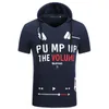 Summer Bluza Sport Mięśni Man Casual Hooded T-shirt Krótki Rękaw Slim Tight Mens List Drukuj Dolna Koszula