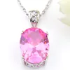 Roman Luckyshine 5 ensembles délicat Ellipse feu rose Kunzite zircon cubique 925 argent pendentifs colliers boucles d'oreilles cadeau ensemble de bijoux de mariage