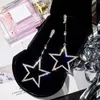 Cute Star Pendientes para mujer Zircon cuelgan los pendientes para mujeres niños niñas 925 Sterling Silver Long Drop Earrings mejor regalo con caja gratis