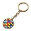 Hope Colorful Jigsaw Puzzle Charm Keychain Autism Awareness Key Ring Statement Caring for Autism for Volunteer Souvenirs