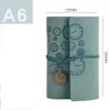 Spiral leather Bound travel journal book portable office student school girls notepads stationery Cotton Linen color planner memo notebooks