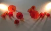 Placa de vidro de Murano artes flor lâmpadas de flores penduradas placas para casa hotel restaurante arte parede decoração cor vermelha