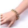 Fashion Gold Punk Crystal Bracelet Hip Hop Link Chain