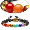 Tree of Life 7 Yoga Chakra Natural Stone bracelet strand adjustable lava beads Essential Oil Diffuser Bracelets Fashion Jewelry for Women Men Gift