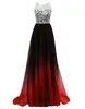 Nyaste Sexiga Lace Gradient Prom Klänningar med Long Chiffon Plus Size Ombre Evening Party Gowns Formell Party Gown QC1531