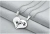 Best selling crystal diamond couple heart-shaped pendant men and women love heart-printed necklace stainless steel jewelry set