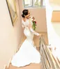 빈티지 레이스 인어 웨딩 드레스 2020 얇은 긴 소매 보석 아플리케 구슬로 된 스위프 트레인 아프리카 신부 가운 플러스 크기 cust9126327