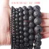 8mm Natural Stone Black Lava Volcanic Stone Loose Beads 4 6 8 10 12 14 16 18MM Fit Diy Charm Beads For Jewelry Making