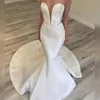 Elegante cetim sereia vestidos nupciais sexy sweetheart laço apliques frisado praia vestidos de noiva graciosos vestidos de casamento real francês