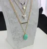 Mode Driehoek Ovaal Natuursteen Roze Crystal Turquoise Ketting Goud Metalen Lange Keten Sweater Verklaring Multilayer Necklace