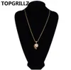 TOPGRILLZ الهيب هوب مايكرو تمهيد مكعب الزركون ورقة القلائد قلادة كاملة مثلج خارج ذهبي اللون PlatedNecklace مجوهرات 24 بوصة