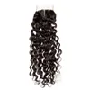 Extensões de cabelo humano cruas indianas 2 pacotes com fechamento de renda 4x4 com feixes de cabelo para bebês com fechamento médio livre de três partes de cor natural