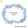 CSJA onregelmatige natuursteenarmbanden Gravel Aquamarine Bracelet Blue Quartz Chip Beads Reiki Healing Charm Strand Bangle voor WOM1963085