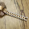 Gents Zweifarbige Rose Goldton Präsident-Stil mit ID-TAG-Platte Link-Uhr-Band Armband Inspiration Gravierbare Männer Schmuck