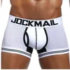 Jockmailブランドの下着男性ボクサーメッシュUポーチセクシーなパンツCueca綿のズボントランクボクサーショーツゲイ男性のパンツ