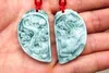 Beautiful natural blue field color jade handcarved exquisite dragon and phoenix match lovers039 money Talisman neckla1654443