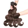 Chocoladebruin 13x4 kanten frontale sluiting met weefsels 4 bundels Body Wave Vrgin Braziliaans 4 donkerbruin menselijk haar bundelaanbiedingen wi8668408