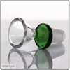 Accessoires pour fumeurs 14mm 18mm bols mâles avec poignée bol rond en verre bleu vert pour herbe tabac bangs plates-formes pétrolières conduite d'eau