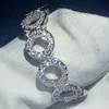 2018 Nieuwe Collectie Luxe Sieraden 100% Soild 925 Sterling Zilveren Pave Wit Sapphire Circle Rings CZ Diamond Party Wedding Band Ring voor vrouwen