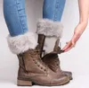 Örgü yün çizmeler bacak ısıtıcıları kürk kadın moda Çizme Kapak Sıcak Tutmak için Çorap Noel yün kısa çorap kış