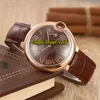 Новый W6900651 Asian 2813 Automatic Mens Watch White Dial Cail Case Case Brown Leather Bess New Gent Watch