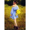 Casual Dresses Fashion Women Stripes Shirt Summer One-Shoulder Asymmetrical Cute Clothing Dress