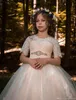 Flower Girl Dresses In Stock Princess En Linje Ärmlös Kids Toddler First Communion Dress With Sash