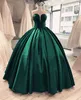 2021 Ball Gown Dark Green Evening Prom Dress Sweetheart Satin Pleated Long Cheap Designer Pageant Formal Dress Custom Made