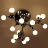 Lampada da soffitto moderna semplice in vetro con arte del DNA Lampada da soffitto per camera da letto con molecola nordica Apparecchi di illuminazione a soffitto per soggiorno di cani macchina