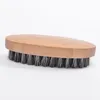 Brosse à moustache en poils de sanglier, manche en bois rond dur militaire, peigne de pêche antistatique, outil de coiffure pour hommes 3926371