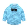 2017 Brand Baby Boy Spring Autumn Clothes Plaid Kläderdräkt Nyfödd Baby Bind -skjorta Suspender Trousers Vestido Infantil4981051