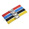 22 mm noir bleu rouge jaune trou section bracelet de sport en caoutchouc de silicone bracelet de montre boucle en acier inoxydable pour Breitling Tool229S