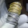 Handmade Cross Big Ring Yellow Gold Wypełnione Zaręczyny Zespół Ślub Pierścienie Dla Kobiet T Kształt 5A Cyrkon 925 Srebrny Bijoux Prezent