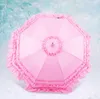 10 pçs / lote Moda Casamento Dama de Honor Umbrella Lace Longo Lidar Com Princesa Cosplay Guarda-chuvas Para A Mulher Menina Para 4 Cores