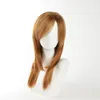 Light bown long straight hair wig with side parted Heat resistant fiber synthetic wig capless fashion wig free shipping