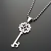 1 pièces en acier inoxydable rétro fleur clé collier amour coeur serrure symbole unique clé collier flocon de neige outil de déverrouillage clé creuse amour collier