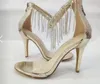 2018 new women rhinestone tassel high heels party shoes summer gladiator sandals wedding shoes diamond high heels 10cm
