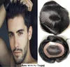 Mannen Toupee Mode Kant Basis met Dunne Skin 1b Indian Straight Hair 6inch Short Men Toupees Snelle Express Levering